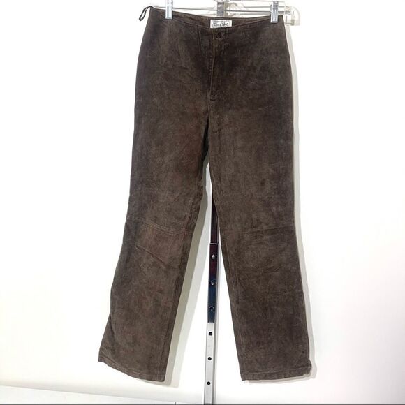 Live A Little brown suede pants jeans EUC size 4 leather - Picture 6 of 13